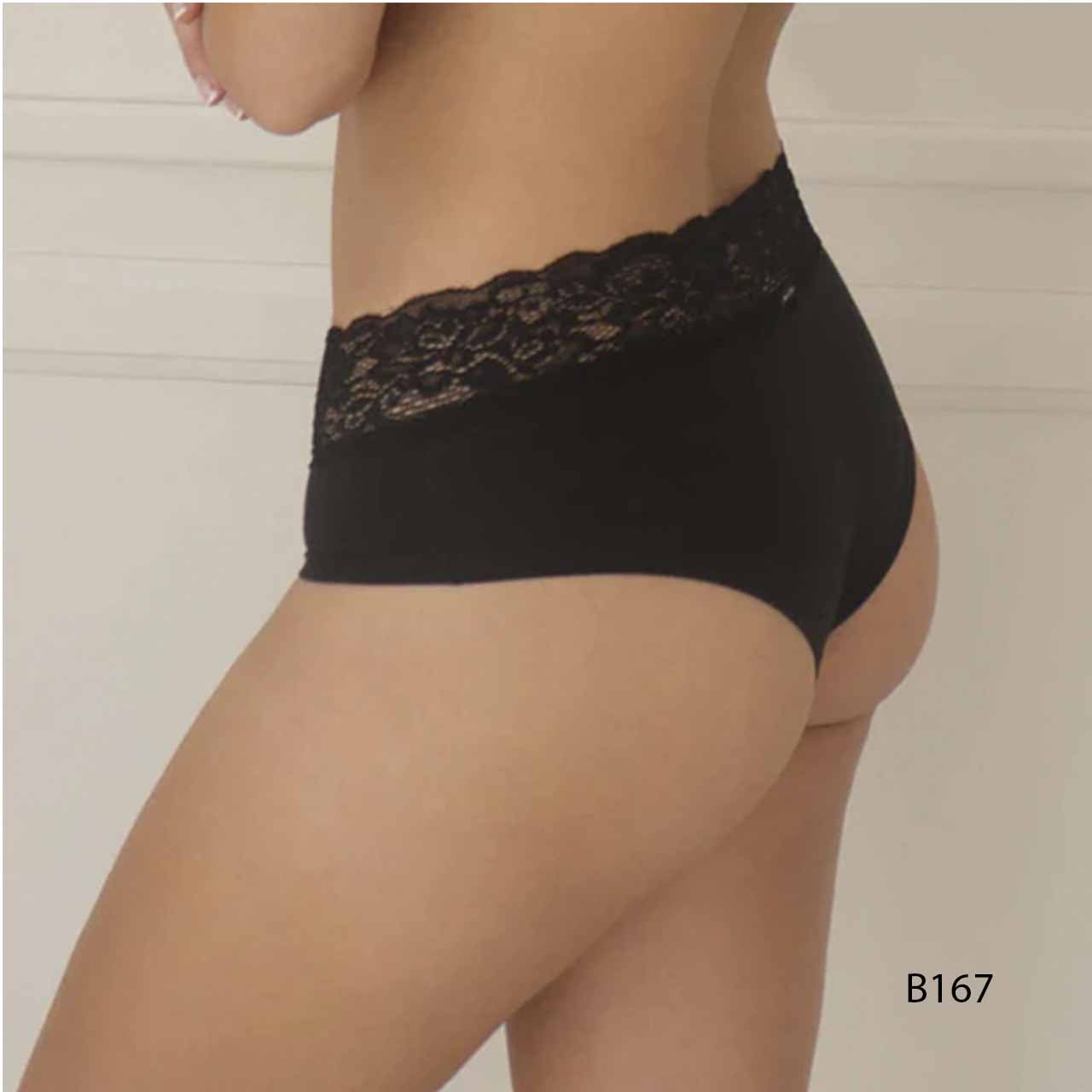 BP - B167 - Culotte de lycra de algodón con encaje en cintura