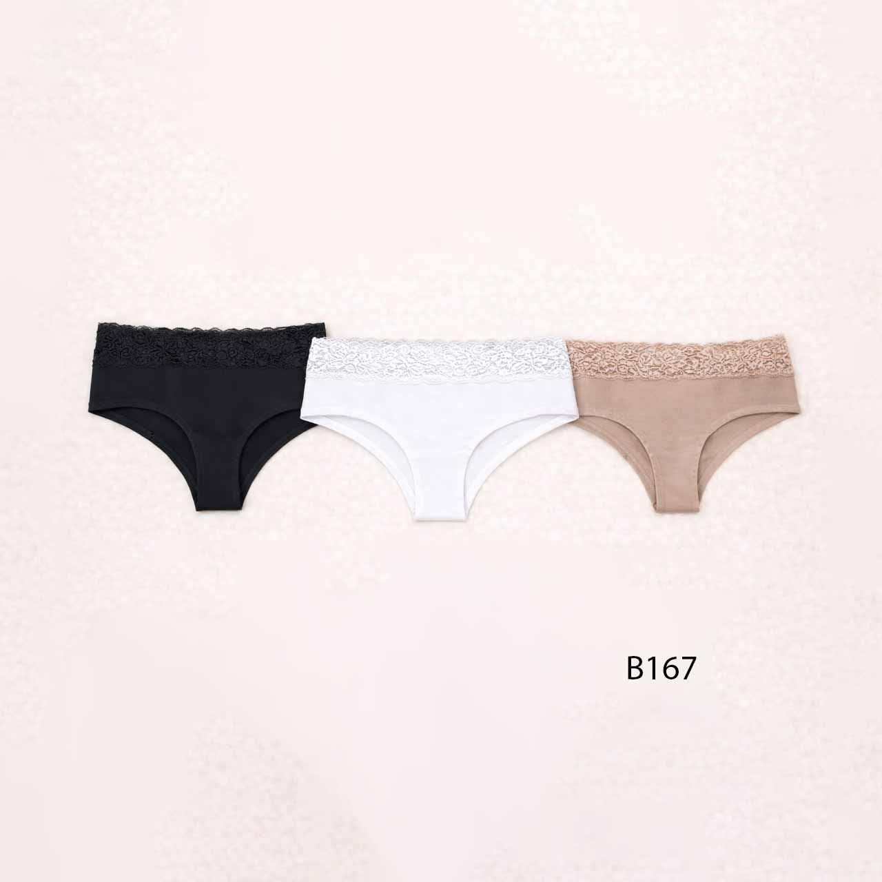 BP - B167 - Culotte de lycra de algodón con encaje en cintura
