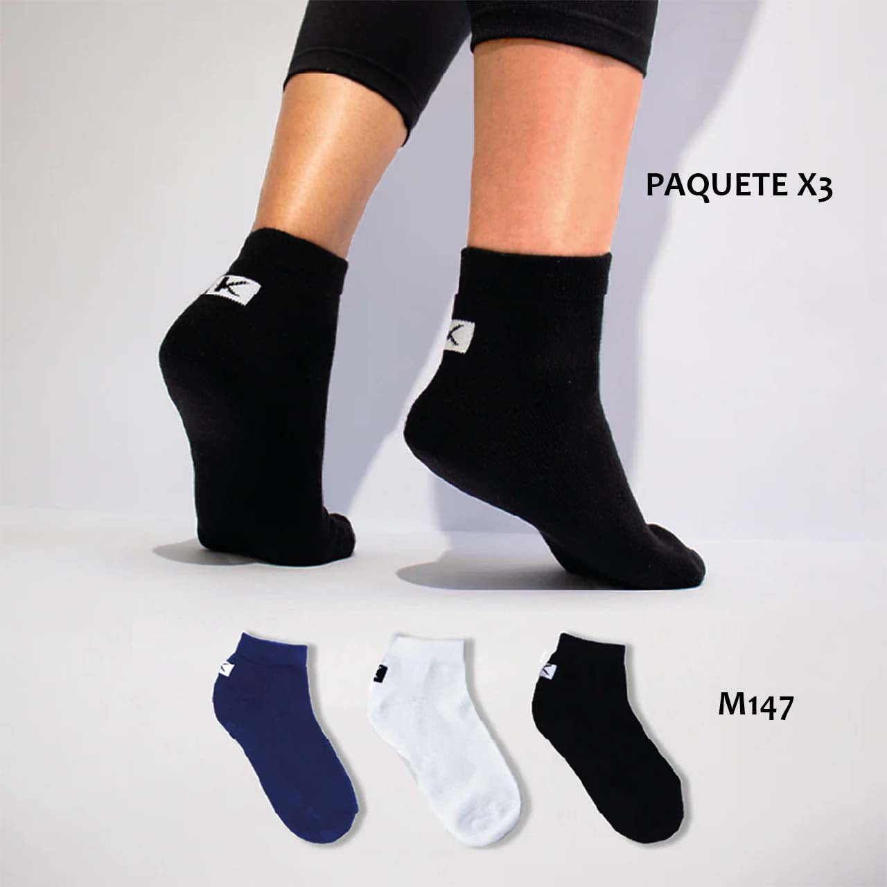 BP - M147 - Medias tobilleras cortas femeninas - Paquete x3