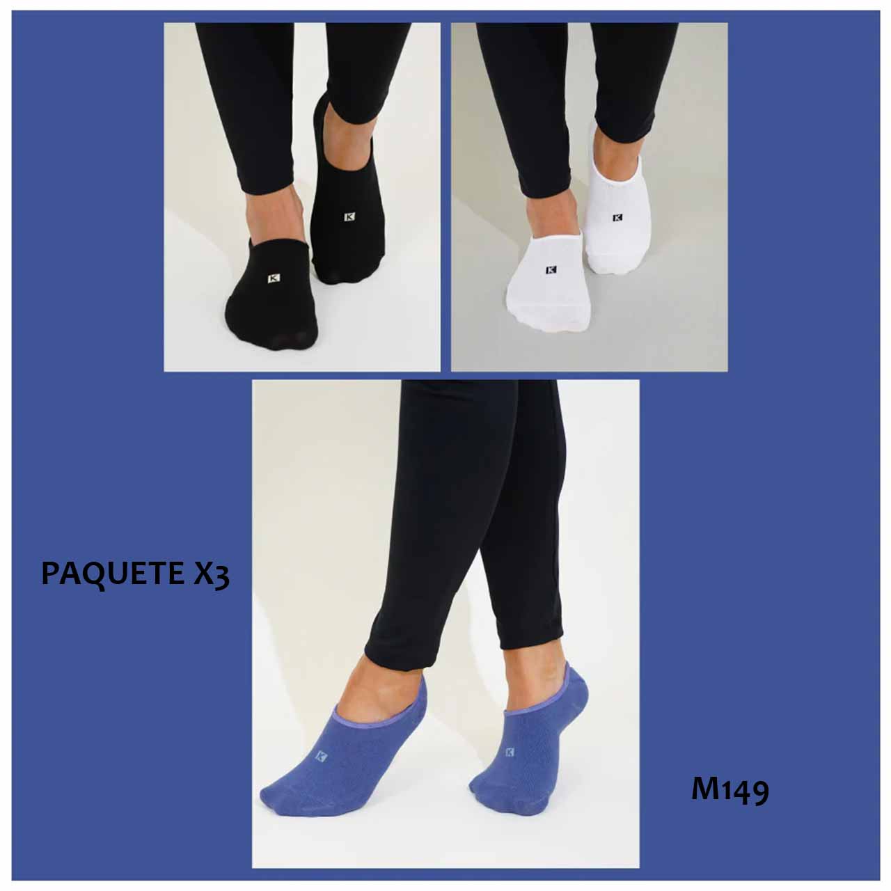BP - M149 - Medias lisas cortas femeninas - Paquete x3