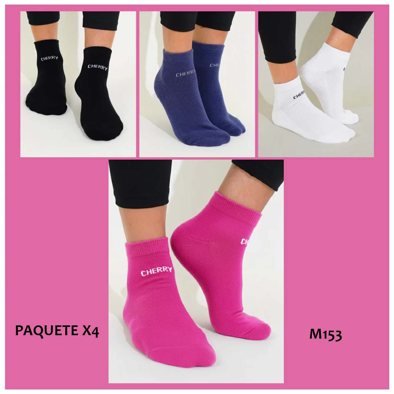BP - M153 - Medias tobilleras femeninas - Paquete x4