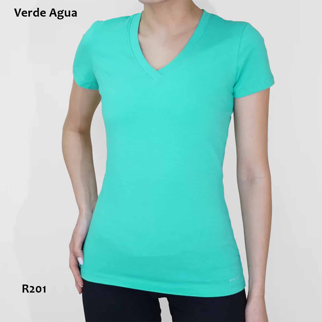 BP - R201 - Remera de algodón y lycra. Cuello V