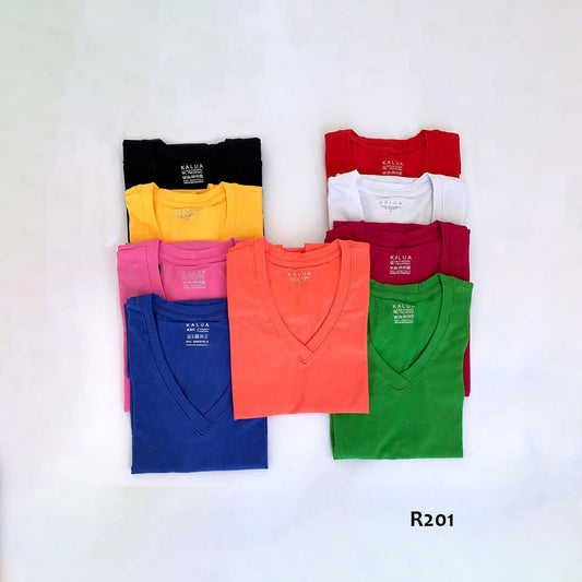 BP - R201 - Remera de algodón y lycra. Cuello V