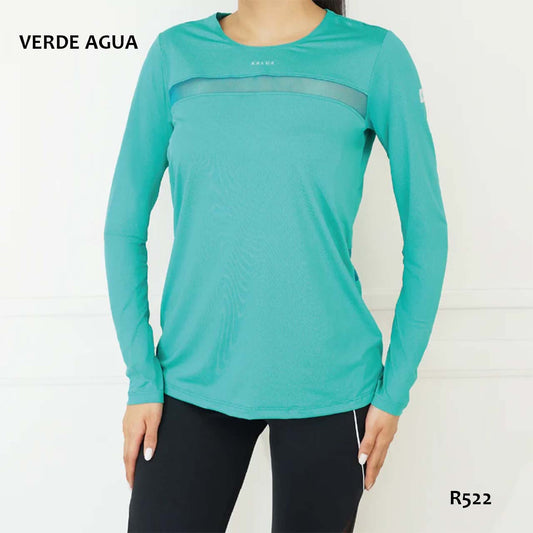 BP - R522 - Remera mangas largas dry fit combinado con tul