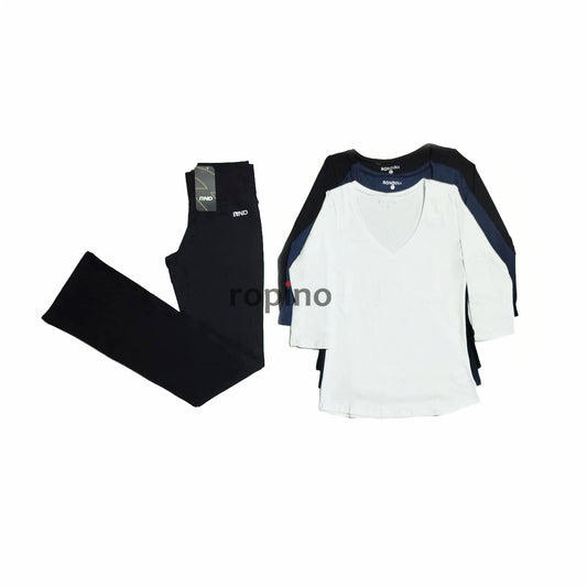Remera Básica de Algodón 3/4 & Calza de Algodón con Lycra