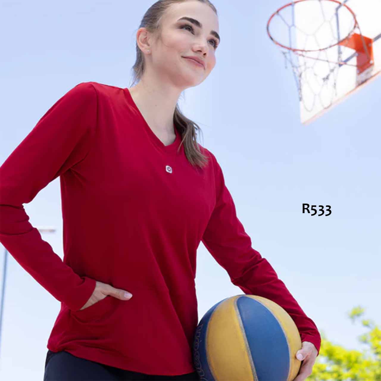 SD - R533  Remera mangas largas thermo dry afelpado con escote V y bolsillos delanteros - Linea adolescentes