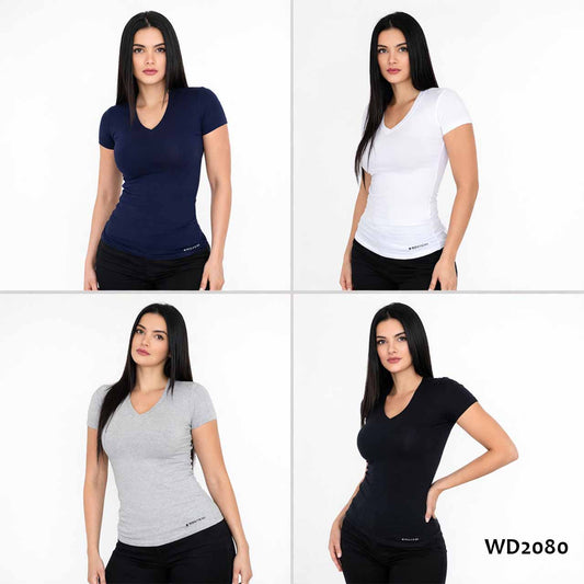 BP - WD2080 - Remera básica de algodón. Cuello V