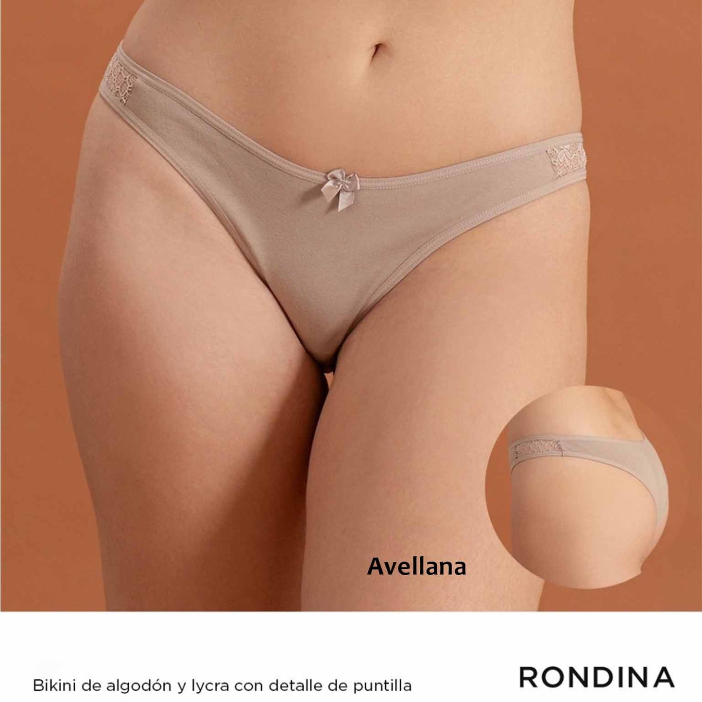 *Pack* 4 Bikinis con detalle de puntilla. Algodón y lycra - Varios Colores