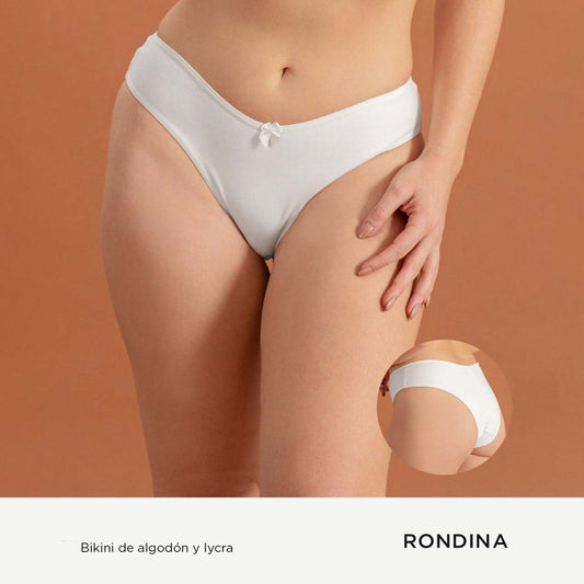 Bikini de algodón y lycra - Blanco Talle XXG
