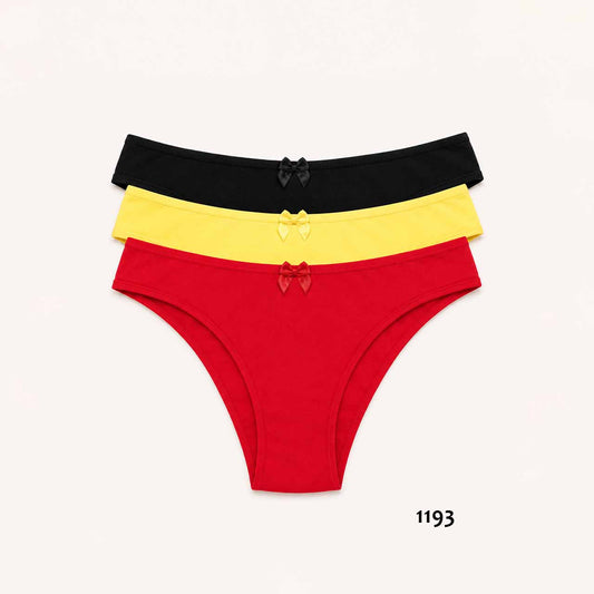 SD - 1193 - *Pack* Bikinis de algodón y lycra - 3 unidades - (Negro/Amarillo/Rojo) Talle P