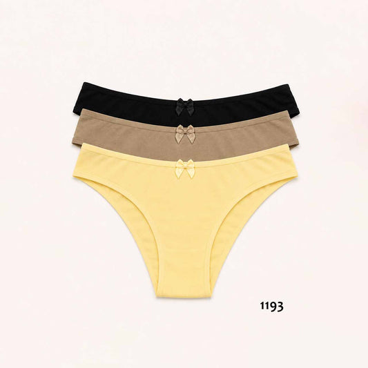 SD - 1193 - *Pack* Bikinis de algodón y lycra - 3 unidades - (Negro/Avellana/Amarillo) Talle P