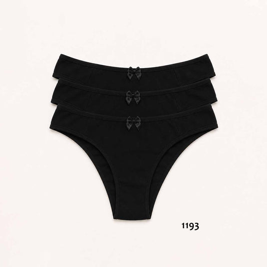 SD - 1193 - *Pack* Bikinis de algodón y lycra - 3 unidades - (Negro/Negro/Negro) Talle M