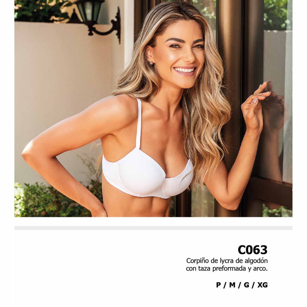 BP - C063 - Corpiño de lycra de algodón con taza preformada y arco