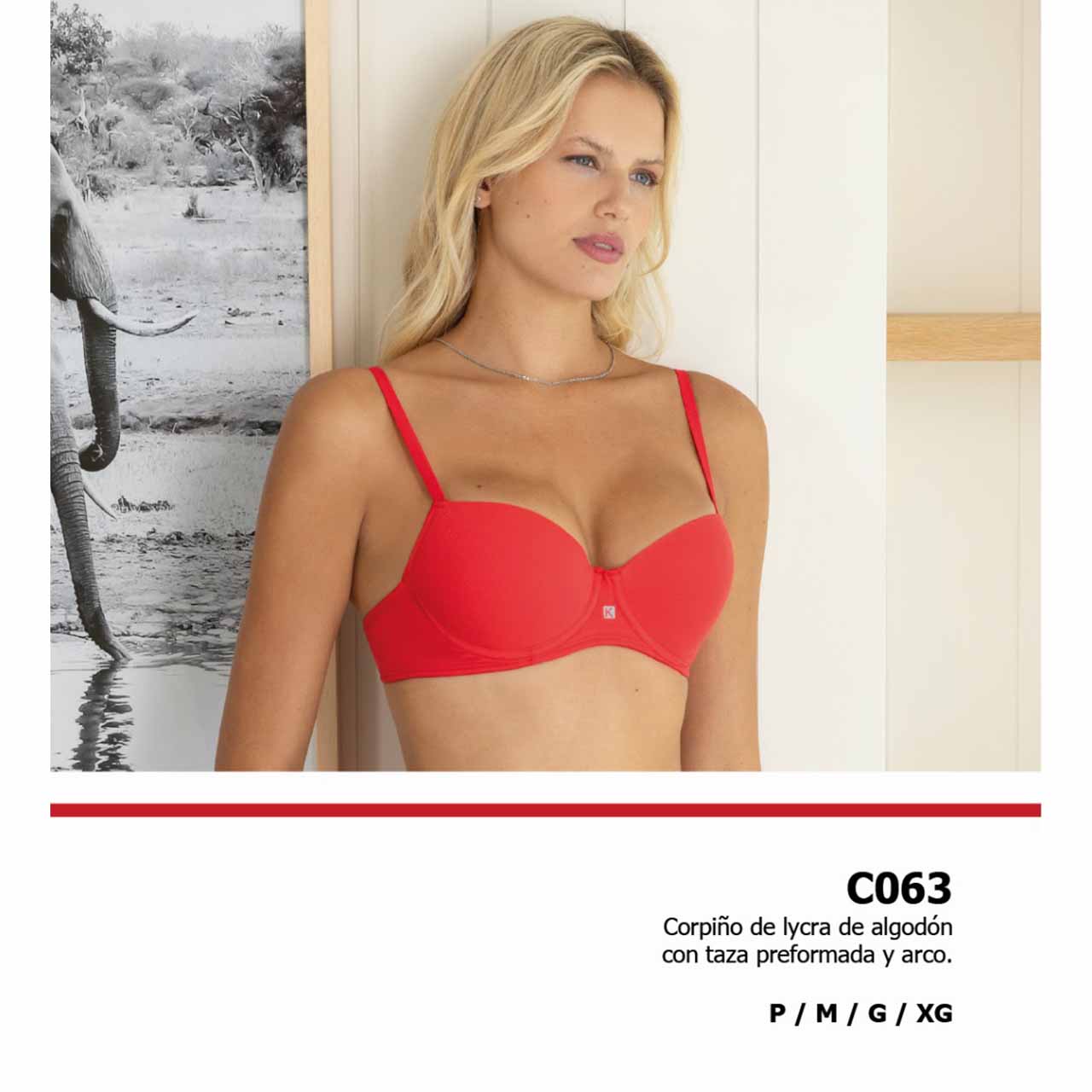 BP - C063 - Corpiño de lycra de algodón con taza preformada y arco