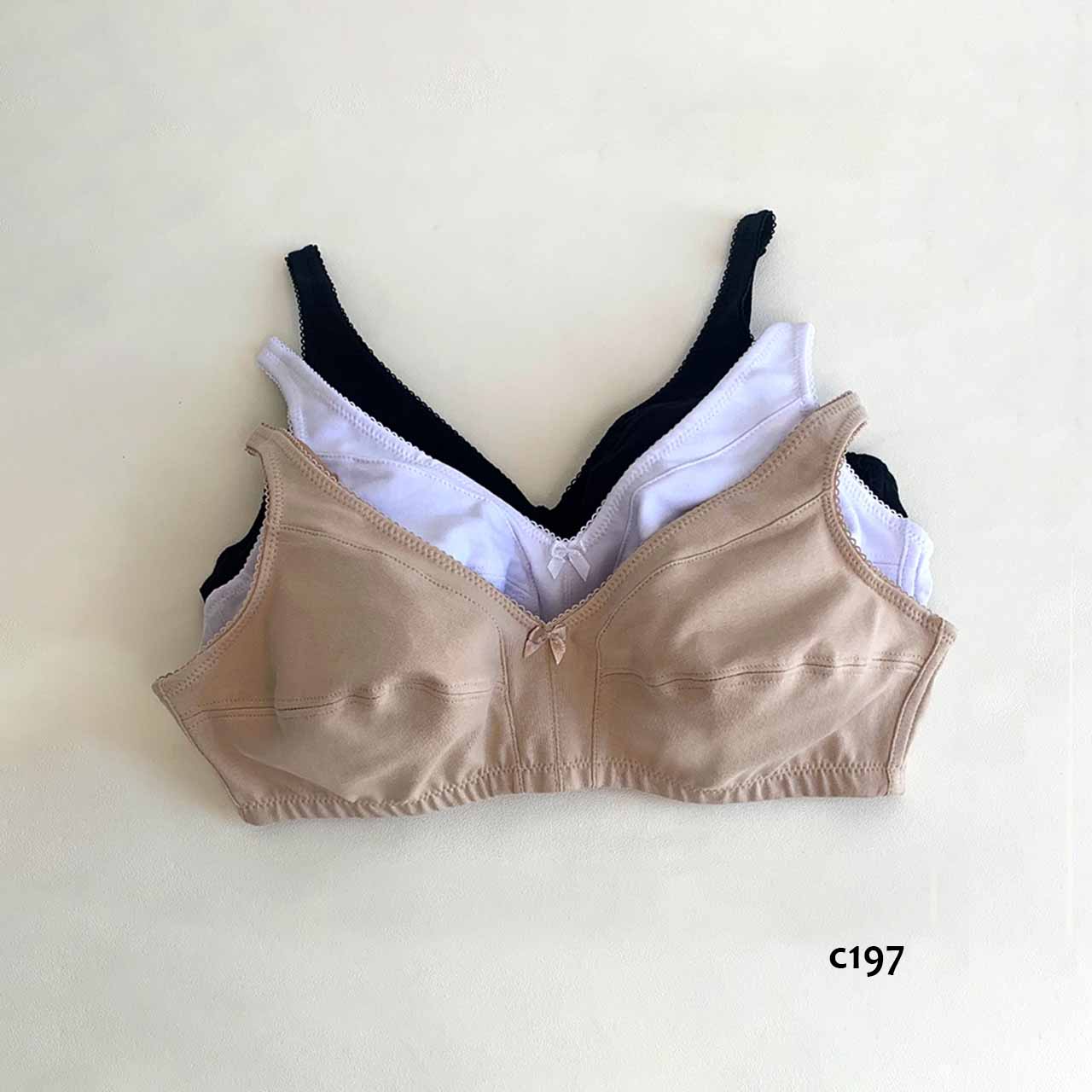 BP - C197 - Corpiño reforzado de lycra de algodón con puntilla sin taza ni arco con breteles anchos