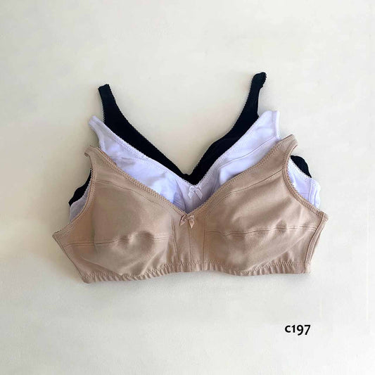 BP - C197 - Corpiño reforzado de lycra de algodón con puntilla sin taza ni arco con breteles anchos