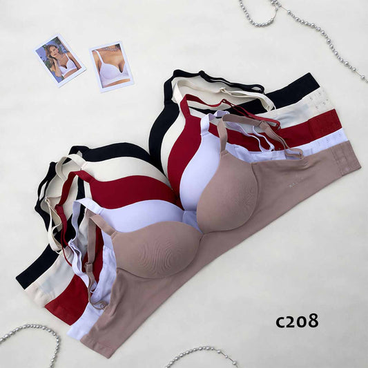 BP - C208 - Corpiño de microfibra con taza soft, sin arco y contorno reforzado