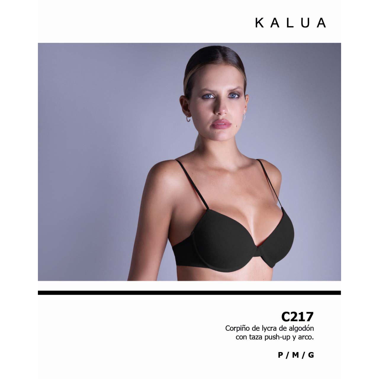 BP - C217 - Corpiño de lycra de algodón con taza push-up y arco