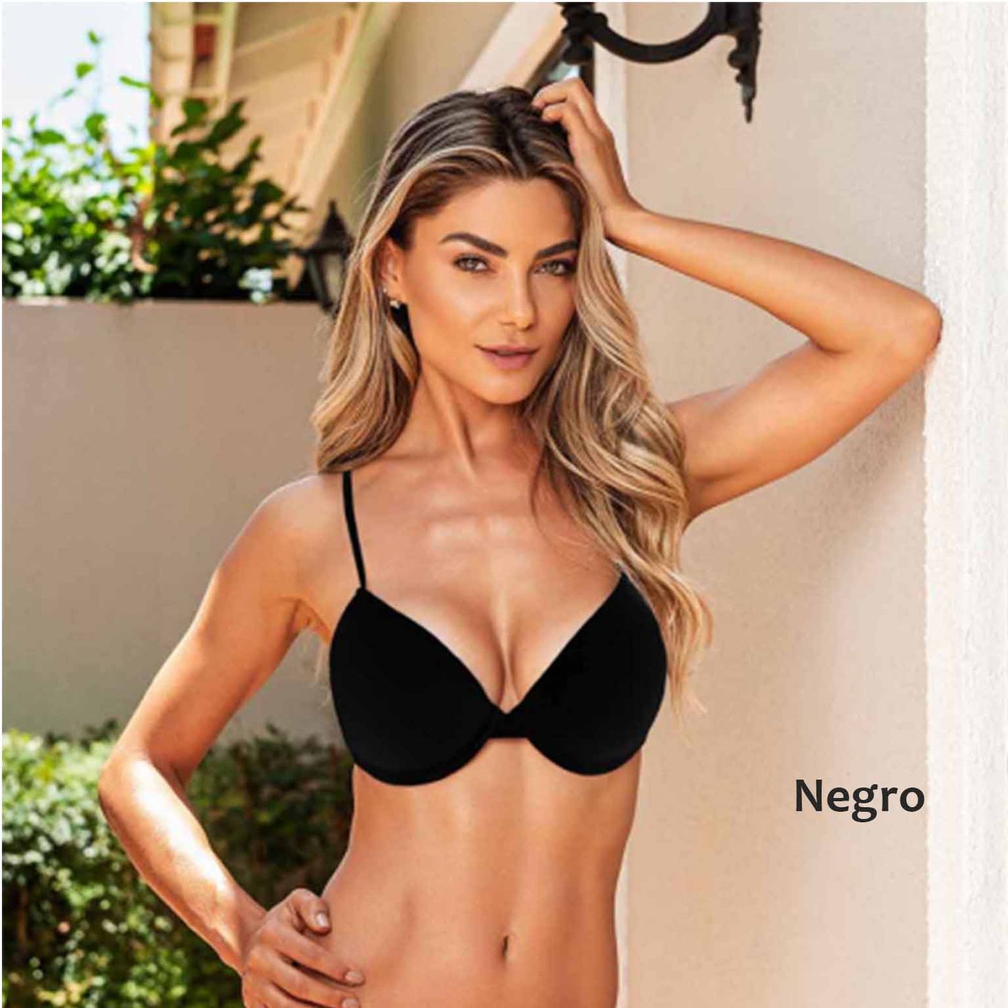 Corpiño de lycra de algodón. Con taza push-up y arco. Varios Colores