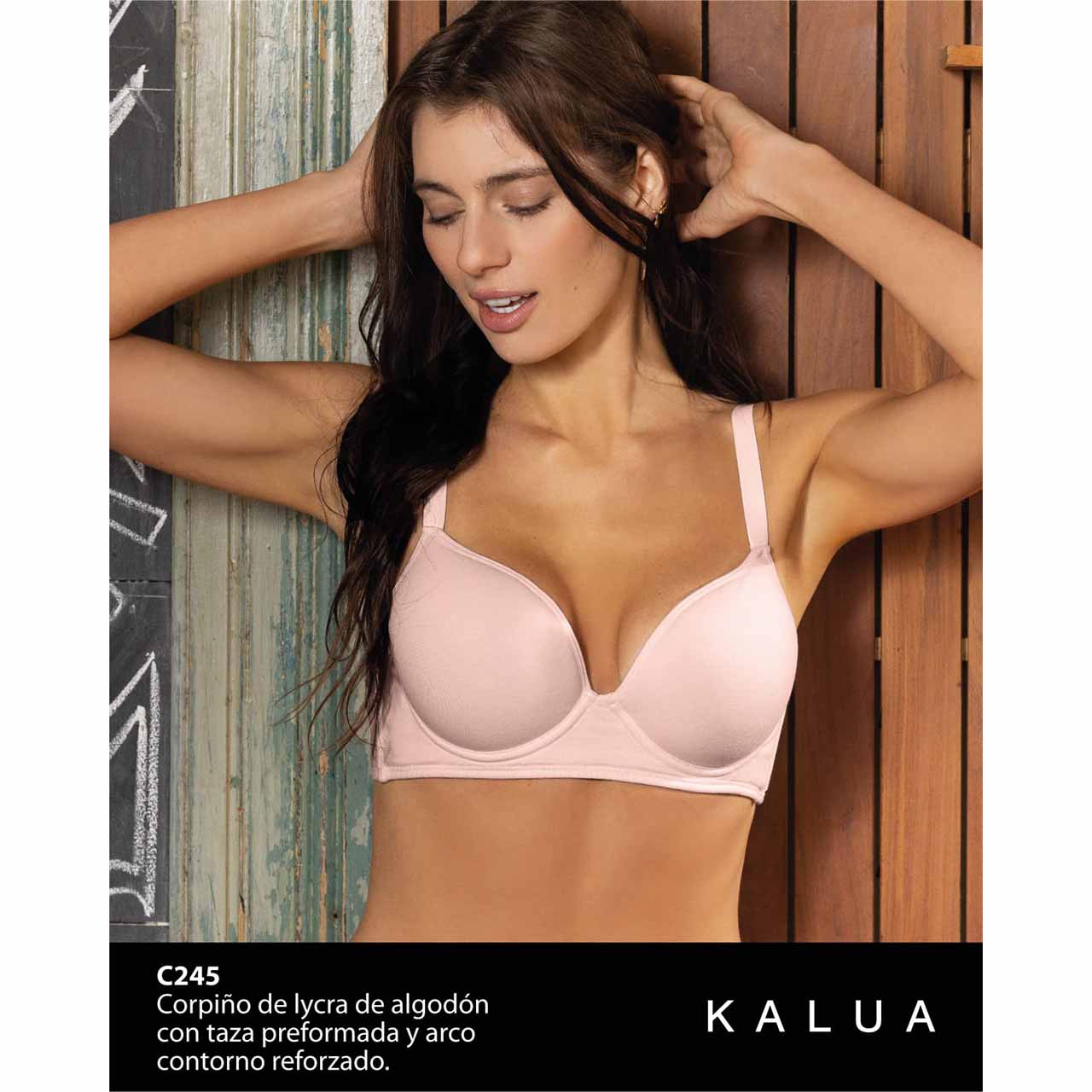 BP - C245 - Corpiño de lycra de algodón con taza preformada y arco. Contorno reforzado
