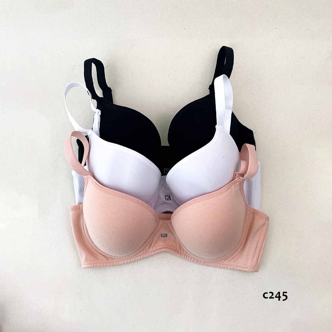 BP - C245 - Corpiño de lycra de algodón con taza preformada y arco. Contorno reforzado