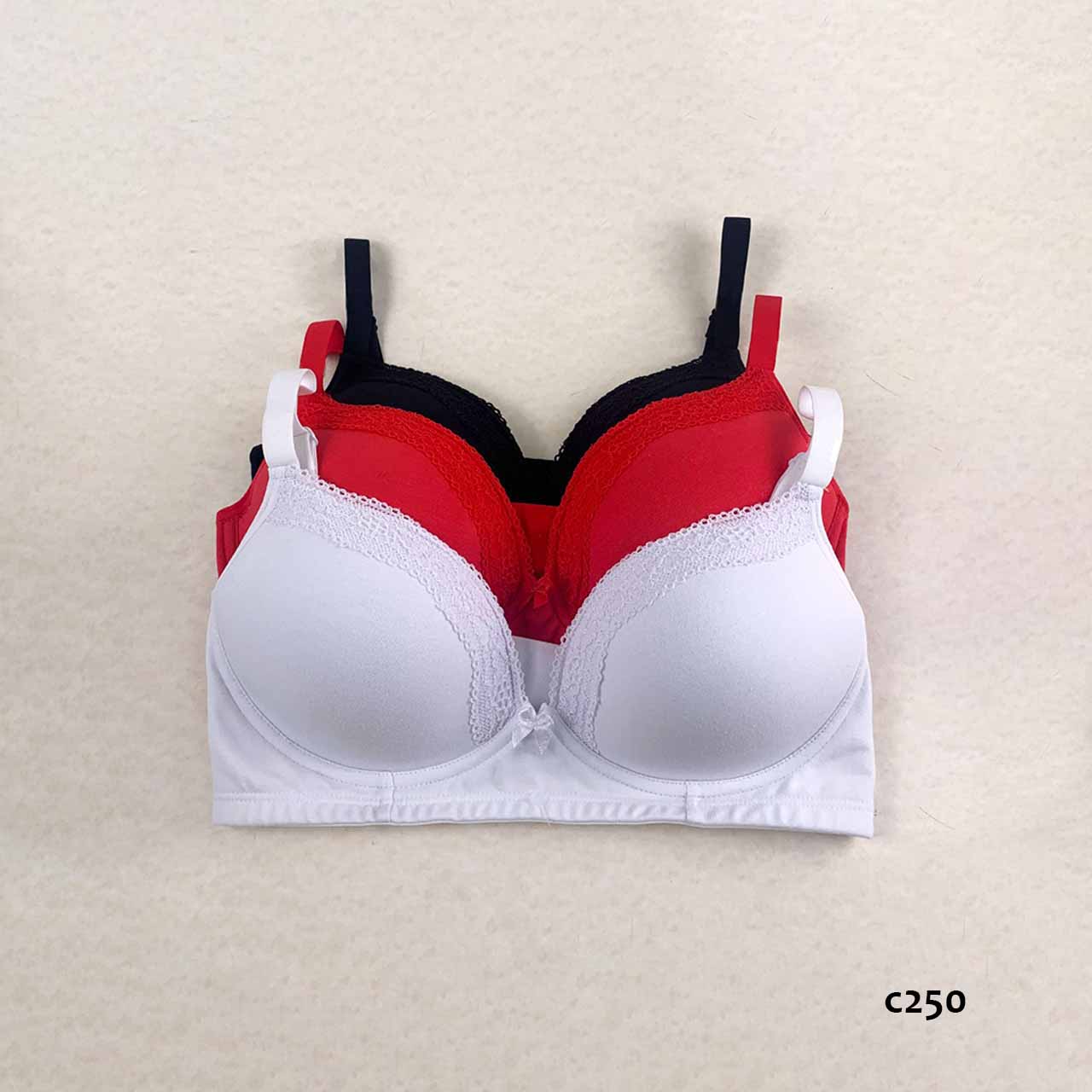 BP - C250 - Corpiño de lycra de algodón y randa con taza preformada, sin arco