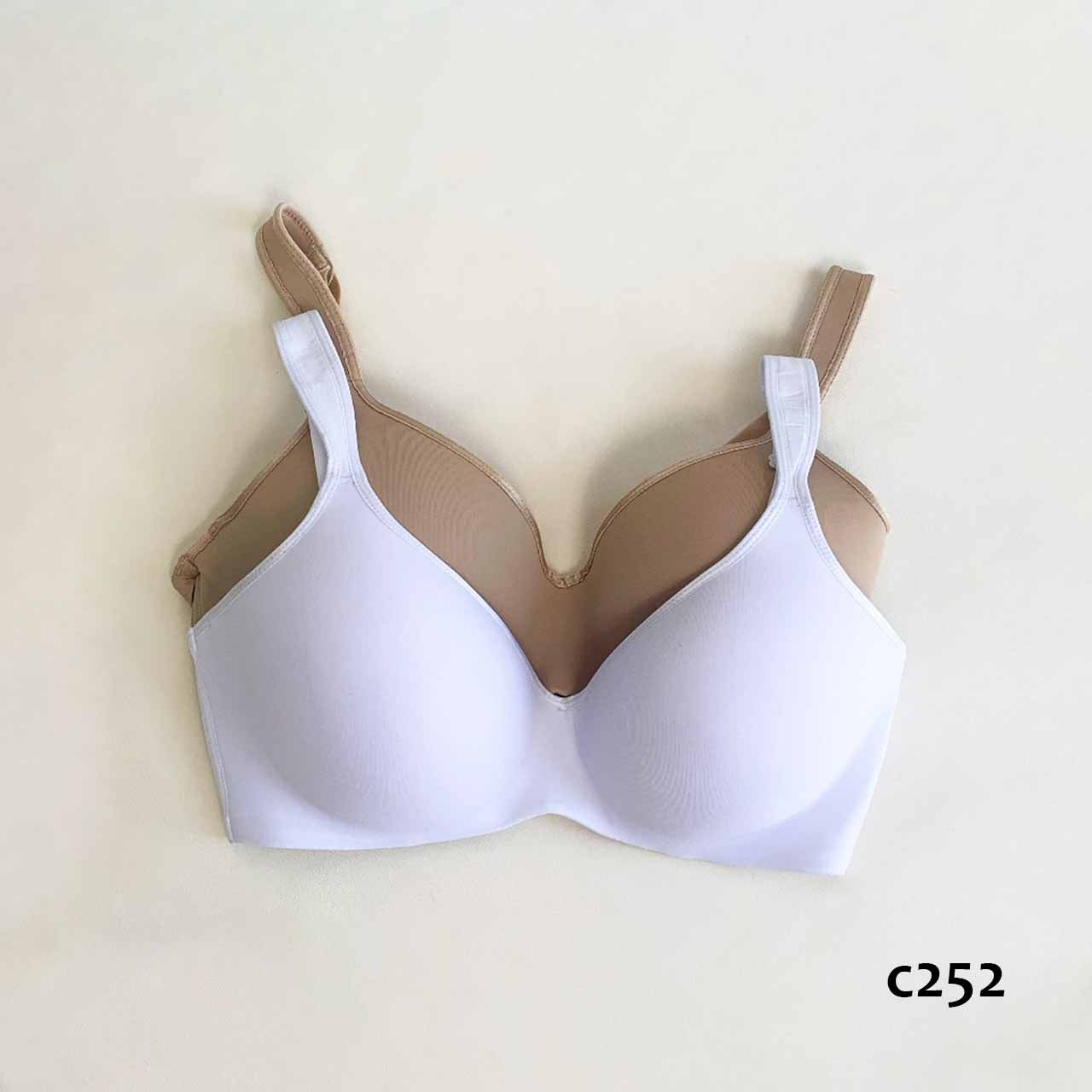BP - C252 -  Corpiño de microfibra con taza preformada, sin arco, con breteles reforzados