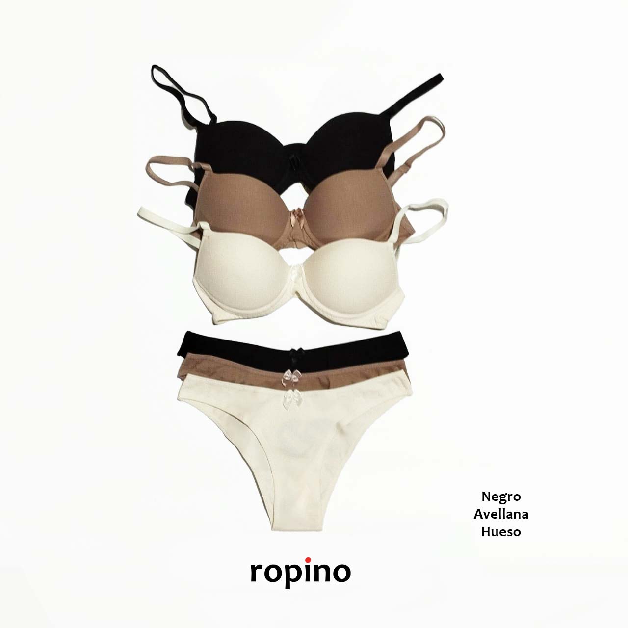 *Combo* Corpiño con taza push-up & Bikini. Algodón y lycra. Varios Colores