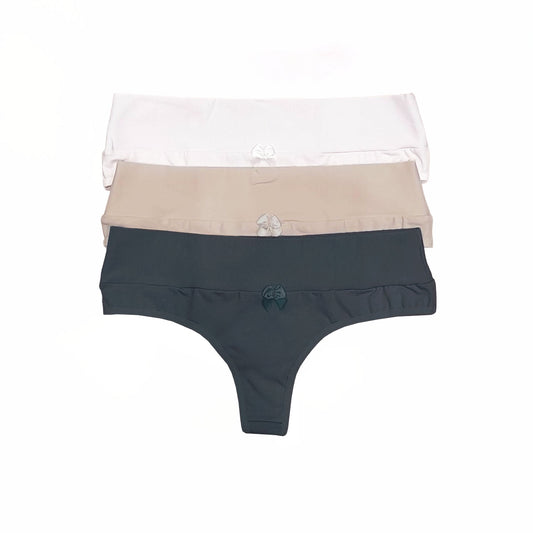 1302 - *Pack* Culotteless de algodón y lycra con pretina - 3 unidades