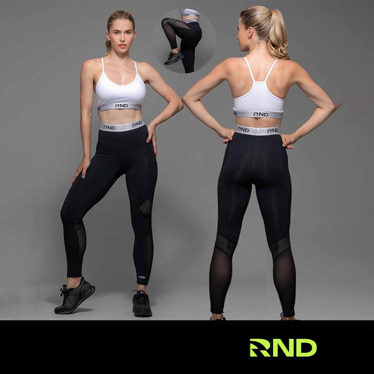 Legging de supplex combinado con red y transparencia - Negro - Talle G