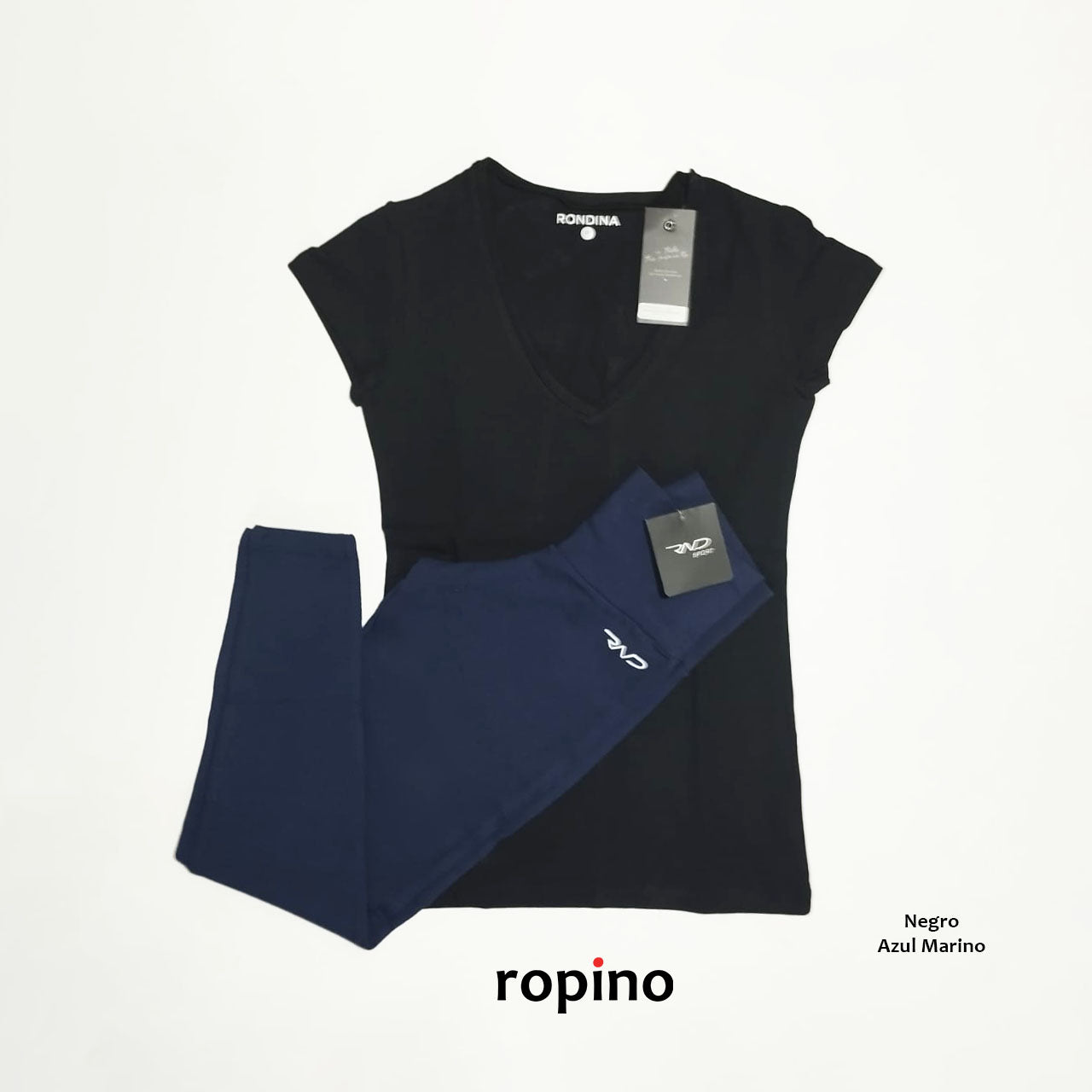 Remera de Algodón Cuello V & Legging de Algodón y Lycra - Varios Colores