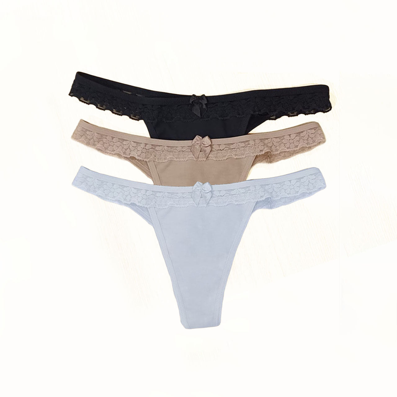 *Pack* Less de algodón y lycra con detalle de puntilla - 3 unidades