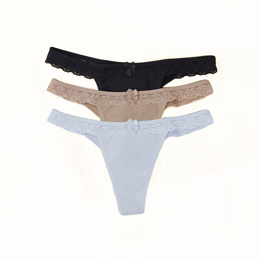 *Pack* Less de algodón y lycra con detalle de puntilla - 3 unidades