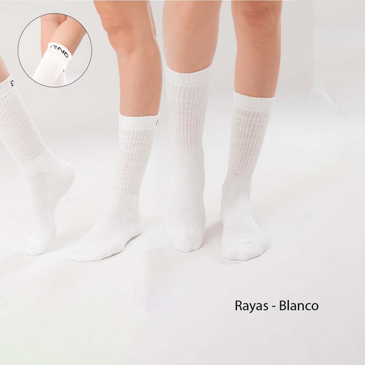 Medias femeninas largas - Blanco/Gris