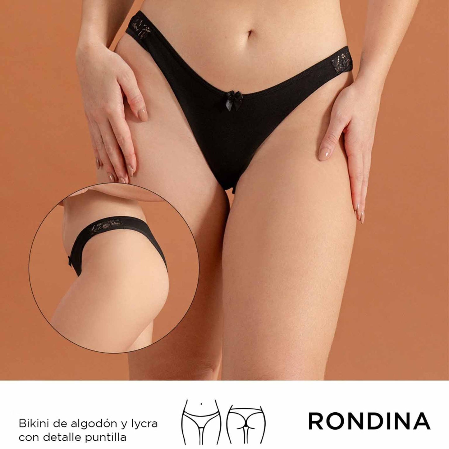 *Pack* 4 Bikinis con detalle de puntilla. Algodón y lycra - Varios Colores
