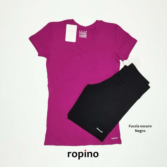 Remera básica de algodón Cuello V & Ciclista de Lycra de Algodón - Varios Colores