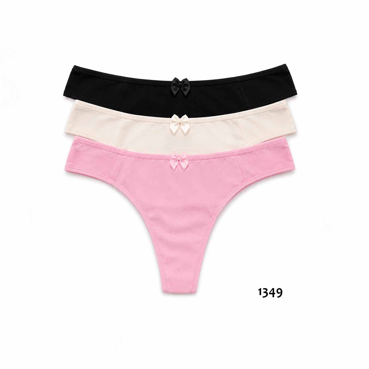1349 - *Pack* Less de algodón y lycra - 3 unidades (Negro/Hueso/Rosa) Talles M XG