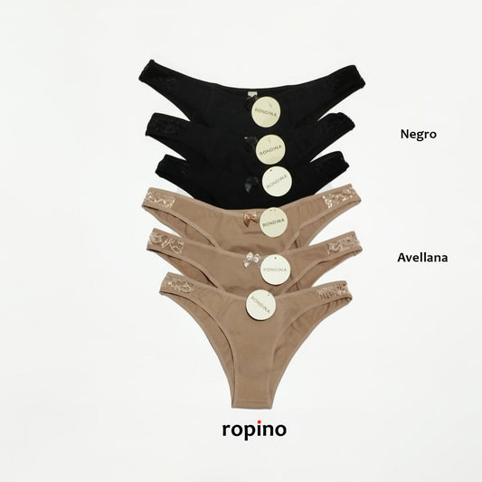Bikini con detalle de puntilla. Algodón y lycra - Varios Colores