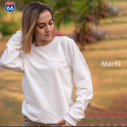 Pullover de moletón para dama - Color Marfil - Talle P