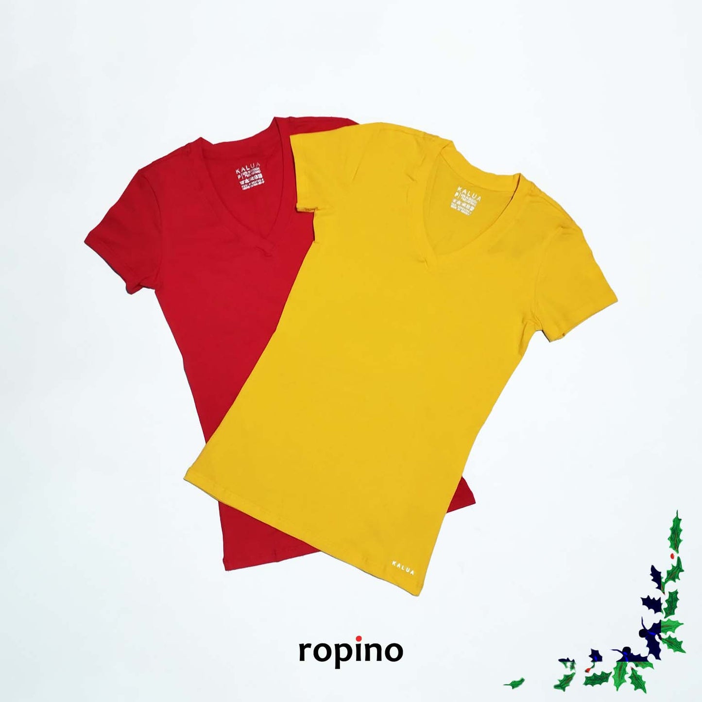 Remera básica de algodón. Cuello V - Pack x2