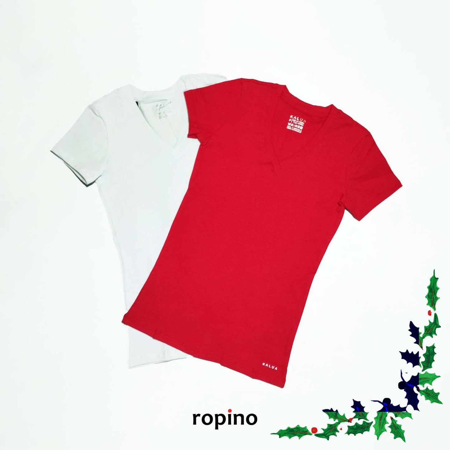 Remera básica de algodón. Cuello V - Pack x2