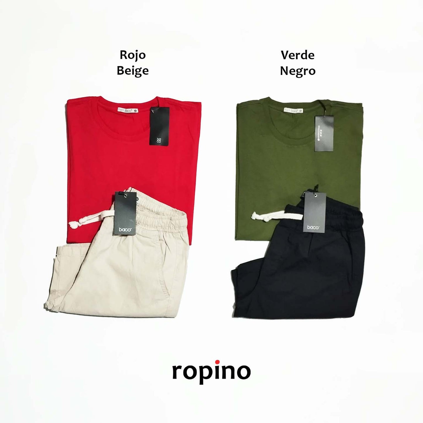 Remera básica de algodón & Bermuda Jogger Baco - Varios Colores