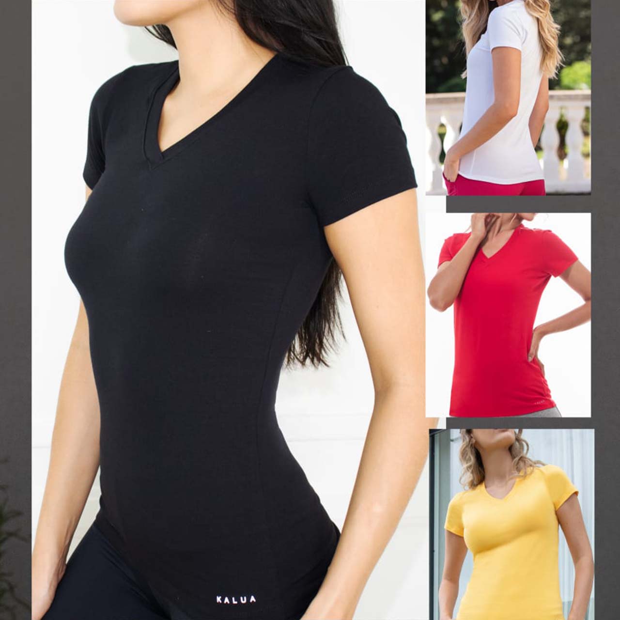 Remera básica de algodón. Cuello V - Pack x2