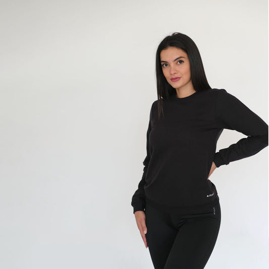 Pullover de moletón para dama - Color Marfil/Negro - Talle P G